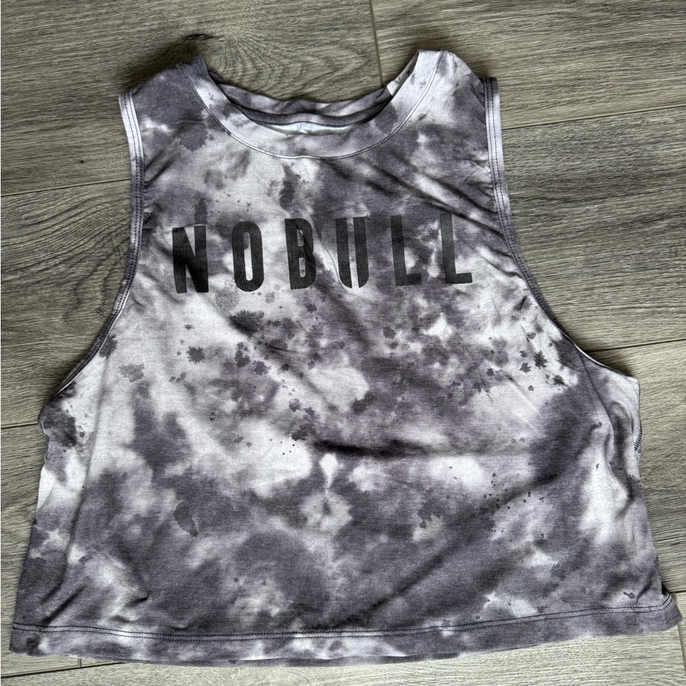 NOBULL Black and White Graphic Crop Muscle Tee
